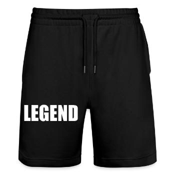Legend - Stanley/Stella Trainer Unisex Organic Jogging Shorts - black - Front - Nik (191cm) & Marisol (170cm)