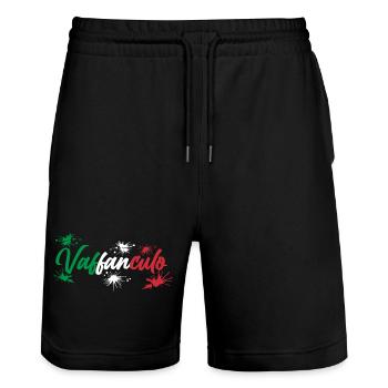 Italy Italian Vaffanculo - Stanley/Stella Trainer Unisex Organic Jogging Shorts - black - Front - Nik (191cm) & Marisol (170cm)