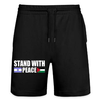 Stand with peace israel free palestine - Stanley/Stella Unisex Bio Joggingshorts Trainer  - Schwarz - Vorne - Nik (191cm) & Marisol (170cm)