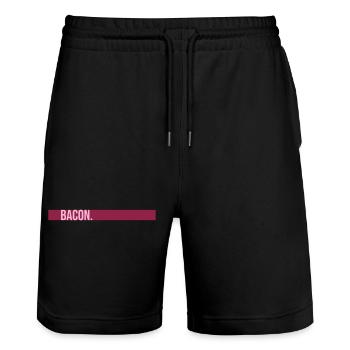 Bacon Speck Lebensmittel Lustig Fleisch Foodie - Stanley/Stella Unisex Bio Joggingshorts Trainer  - Schwarz - Vorne - Nik (191cm) & Marisol (170cm)