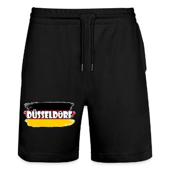 Düsseldorf Deutschland Flagge - Stanley/Stella Unisex Bio Joggingshorts Trainer  - Schwarz - Vorne - Nik (191cm) & Marisol (170cm)