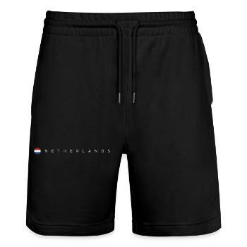 netherland flag - Stanley/Stella Trainer Unisex Organic Jogging Shorts - black - Front - Nik (191cm) & Marisol (170cm)