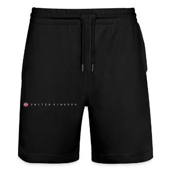 United kingdom flag - Stanley/Stella Trainer Unisex Organic Jogging Shorts - black - Front - Nik (191cm) & Marisol (170cm)