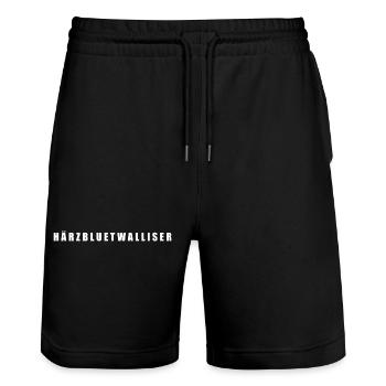 Härzbluetwalliser Walliser Schweiz - Stanley/Stella Unisex Bio Joggingshorts Trainer  - Schwarz - Vorne - Nik (191cm) & Marisol (170cm)