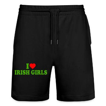 I love irish girls - Short de jogging bio TRAINER Stanley/Stella unisexe - noir - Devant - Nik (191cm) & Marisol (170cm)
