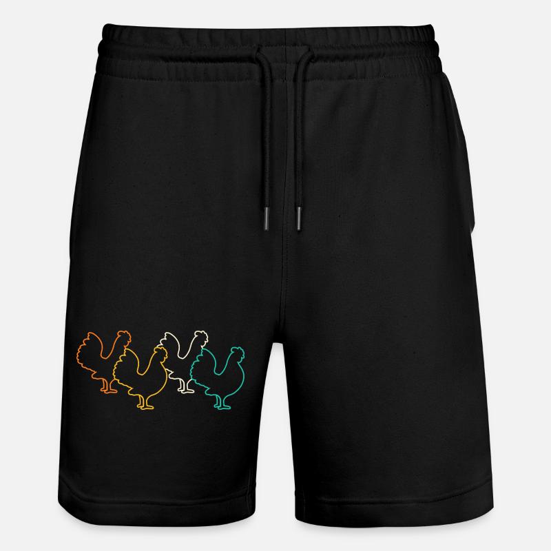 Hühner Hahn - Stanley/Stella Unisex Bio Joggingshorts Trainer  - Schwarz