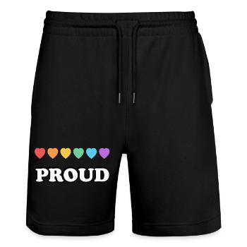 Stolze Regenbogenherzen - Stanley/Stella Unisex Bio Joggingshorts Trainer  - Schwarz - Vorne - Nik (191cm) & Marisol (170cm)