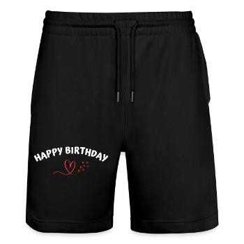 Bon anniversaire - Short de jogging bio TRAINER Stanley/Stella unisexe - noir - Devant - Nik (191cm) & Marisol (170cm)
