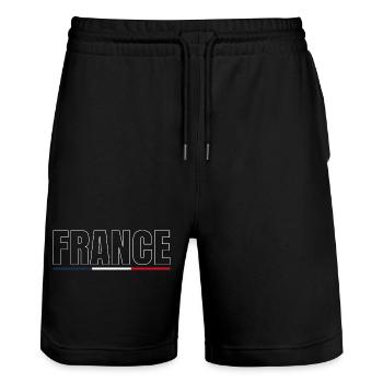 FRANCE flag and emblem of France. Endure - Stanley/Stella Trainer Unisex Organic Jogging Shorts - black - Front - Nik (191cm) & Marisol (170cm)