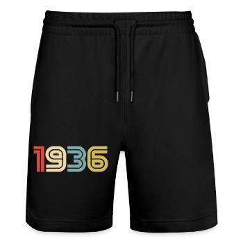 1936 Vintage Retro - Stanley/Stella Trainer Unisex Organic Jogging Shorts - black - Front - Nik (191cm) & Marisol (170cm)