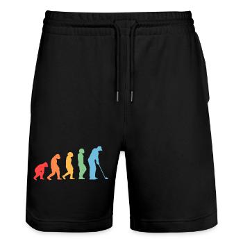 Golfspieler Evolution Golf - Stanley/Stella Unisex Bio Joggingshorts Trainer  - Schwarz - Vorne - Nik (191cm) & Marisol (170cm)