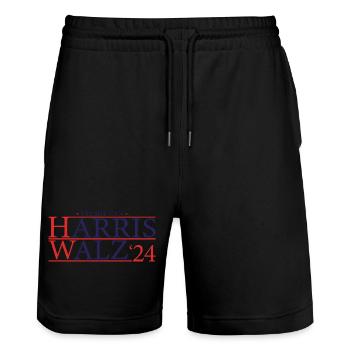 Kamala Walz 2024 - Kamala pour la présidente - Short de jogging bio TRAINER Stanley/Stella unisexe - noir - Devant - Nik (191cm) & Marisol (170cm)