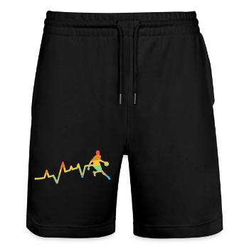 Basketball Players Evolution Basketball - Stanley/Stella Trainer Unisex Organic Jogging Shorts - black - Front - Nik (191cm) & Marisol (170cm)