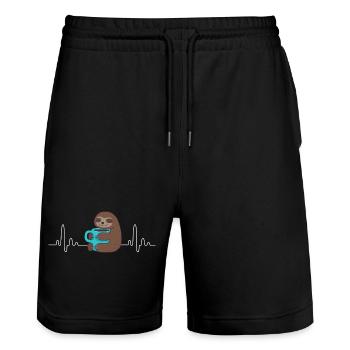 I love coffee t shirt coffee time sholt - Stanley/Stella Trainer Unisex Organic Jogging Shorts - black - Front - Nik (191cm) & Marisol (170cm)
