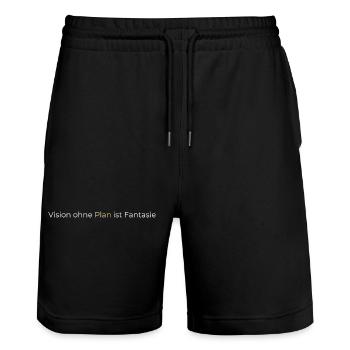 Vision ohne Plan ist Fantasie - Stanley/Stella Unisex Bio Joggingshorts Trainer  - Schwarz - Vorne - Nik (191cm) & Marisol (170cm)