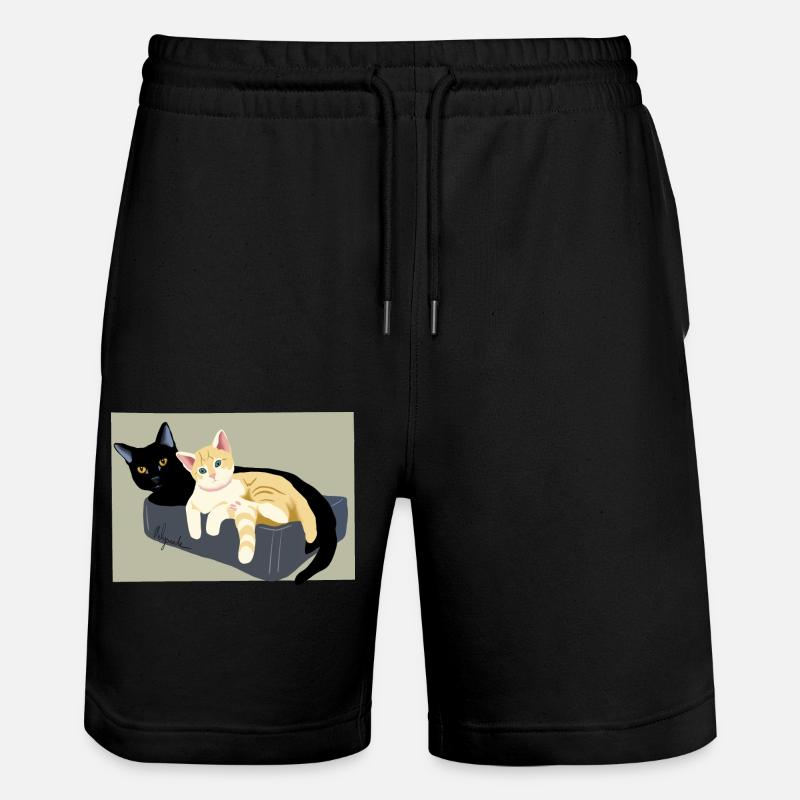 deux chats mignons - Short de jogging bio TRAINER Stanley/Stella unisexe - noir