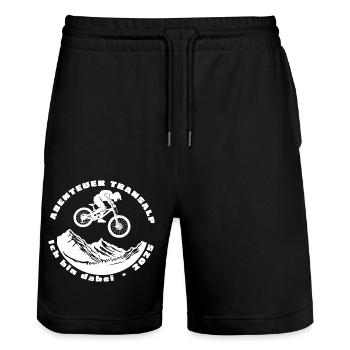 Abenteuer Transalp - Ich bin dabei - 2025 Fahrrad - Stanley/Stella Unisex Bio Joggingshorts Trainer  - Schwarz - Vorne - Nik (191cm) & Marisol (170cm)