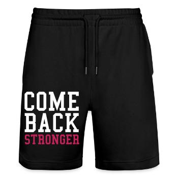Come Back Stronger - Stanley/Stella Unisex Bio Joggingshorts Trainer  - Schwarz - Vorne - Nik (191cm) & Marisol (170cm)