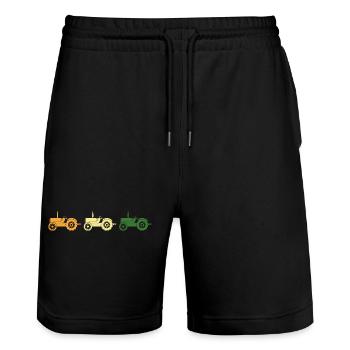 Traktor Traktorfahrer Landwirt Acker Trecker - Stanley/Stella Unisex Bio Joggingshorts Trainer  - Schwarz - Vorne - Nik (191cm) & Marisol (170cm)