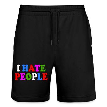 I hate people - Stanley/Stella Unisex Bio Joggingshorts Trainer  - Schwarz - Vorne - Nik (191cm) & Marisol (170cm)