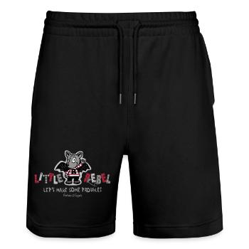 Little Rebel - Let's make some trouble - Stanley/Stella Unisex Bio Joggingshorts Trainer  - Schwarz - Vorne - Nik (191cm) & Marisol (170cm)