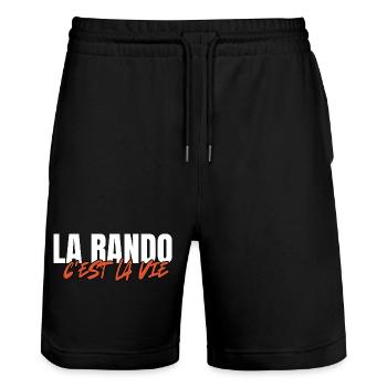 Wandern ist Leben. Humor, Leidenschaft, Wandern - Stanley/Stella Unisex Bio Joggingshorts Trainer  - Schwarz - Vorne - Nik (191cm) & Marisol (170cm)