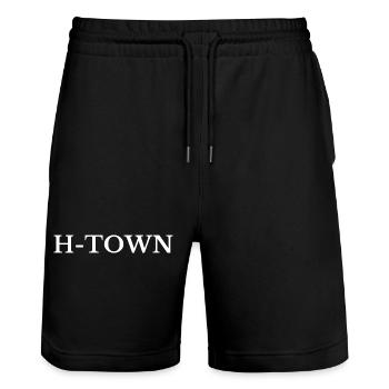 Hanover H-Town - Stanley/Stella Trainer Unisex Organic Jogging Shorts - black - Front - Nik (191cm) & Marisol (170cm)