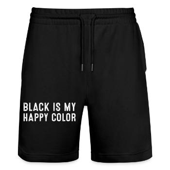 Black Is My Happy Color Statement for Bold Souls - Stanley/Stella Trainer Unisex Organic Jogging Shorts - black - Front - Nik (191cm) & Marisol (170cm)