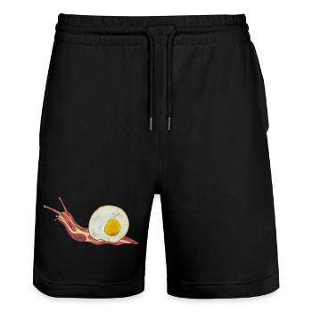 Bacon Roll Bacon et oeuf Oeuf au plat - Short de jogging bio TRAINER Stanley/Stella unisexe - noir - Devant - Nik (191cm) & Marisol (170cm)
