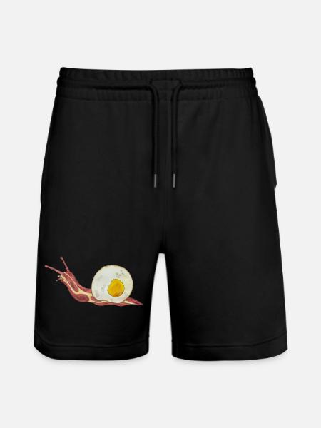 Baconschnecke Bacon and egg Spiegelei - Stanley/Stella Unisex Bio Joggingshorts Trainer  - Schwarz