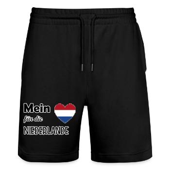 Mon cœur pour les Pays-Bas - Short de jogging bio TRAINER Stanley/Stella unisexe - noir - Devant - Nik (191cm) & Marisol (170cm)