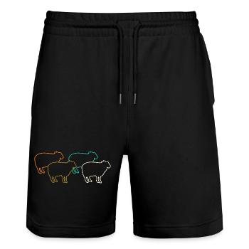 Schäfer Schaf - Stanley/Stella Unisex Bio Joggingshorts Trainer  - Schwarz - Vorne - Nik (191cm) & Marisol (170cm)