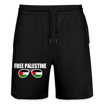Free palestine - Stanley/Stella Unisex Bio Joggingshorts Trainer  - Schwarz - Vorne - Nik (191cm) & Marisol (170cm)