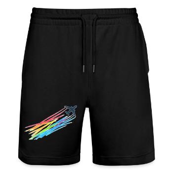 Rainbow Machine - Stanley/Stella Unisex Bio Joggingshorts Trainer  - Schwarz - Vorne - Nik (191cm) & Marisol (170cm)