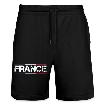 FRANCE flag and emblem of France. Endure - Stanley/Stella Trainer Unisex Organic Jogging Shorts - black - Front - Nik (191cm) & Marisol (170cm)