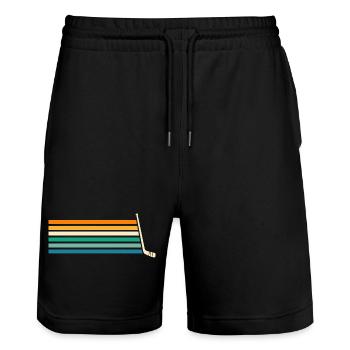 Hockey Players Hockey - Stanley/Stella Trainer Unisex Organic Jogging Shorts - black - Front - Nik (191cm) & Marisol (170cm)
