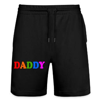 Daddy - Stanley/Stella Trainer Unisex Organic Jogging Shorts - black - Front - Nik (191cm) & Marisol (170cm)