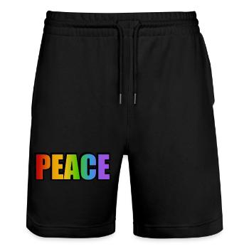 Friedens-Regenbogen - Stanley/Stella Unisex Bio Joggingshorts Trainer  - Schwarz - Vorne - Nik (191cm) & Marisol (170cm)