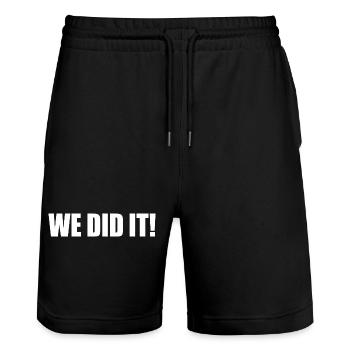 We did it - Short de jogging bio TRAINER Stanley/Stella unisexe - noir - Devant - Nik (191cm) & Marisol (170cm)