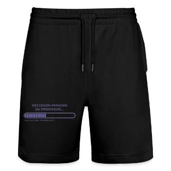 Conception amusante de la barre de chargement pour les indécis - Short de jogging bio TRAINER Stanley/Stella unisexe - noir - Devant - Nik (191cm) & Marisol (170cm)