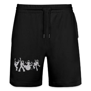 LETS ROCK, ROCK BAND MUSICIAN MUSICAL T SHIRT - Stanley/Stella Trainer Unisex Organic Jogging Shorts - black - Front - Nik (191cm) & Marisol (170cm)
