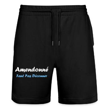 amendonné faut pas déconner - Short de jogging bio TRAINER Stanley/Stella unisexe - noir - Devant - Nik (191cm) & Marisol (170cm)