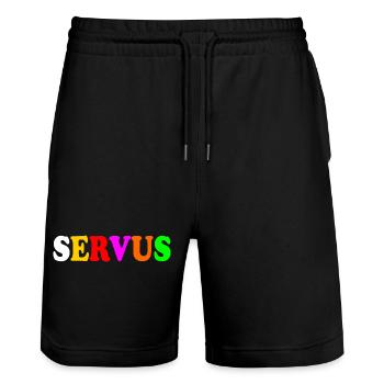 servus - Stanley/Stella Unisex Bio Joggingshorts Trainer  - Schwarz - Vorne - Nik (191cm) & Marisol (170cm)