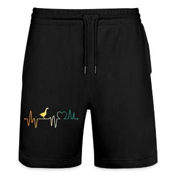 Heartbeat Goose - Stanley/Stella Trainer Unisex Organic Jogging Shorts - black - Front - Nik (191cm) & Marisol (170cm)
