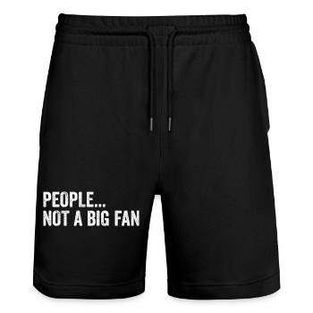 People not a big Fan - Short de jogging bio TRAINER Stanley/Stella unisexe - noir - Devant - Nik (191cm) & Marisol (170cm)