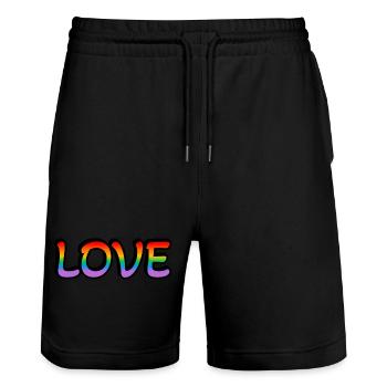 Amour arc-en-ciel rétro - Short de jogging bio TRAINER Stanley/Stella unisexe - noir - Devant - Nik (191cm) & Marisol (170cm)