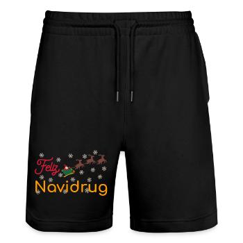 Apotheke Weihnachten Feliz Navidrug - Stanley/Stella Unisex Bio Joggingshorts Trainer  - Schwarz - Vorne - Nik (191cm) & Marisol (170cm)