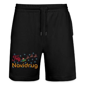 Apotheke Feliz Navidrug Weihnachten - Stanley/Stella Unisex Bio Joggingshorts Trainer  - Schwarz - Vorne - Nik (191cm) & Marisol (170cm)