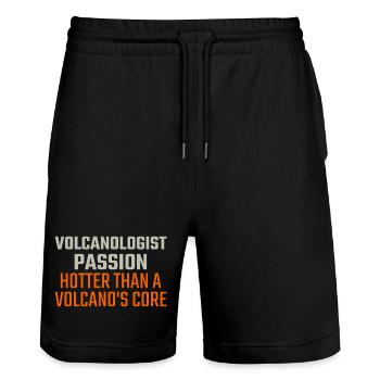 Volcanologist Passion Volcanology - Stanley/Stella Unisex Bio Joggingshorts Trainer  - Schwarz - Vorne - Nik (191cm) & Marisol (170cm)