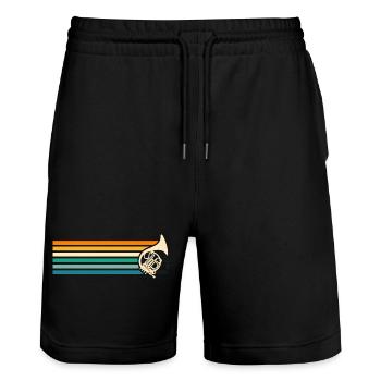 Hornist Waldhorn - Stanley/Stella Unisex Bio Joggingshorts Trainer  - Schwarz - Vorne - Nik (191cm) & Marisol (170cm)